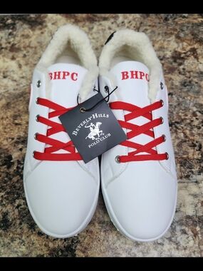 Beverly Hills Polo Club White Sneakers with Red Laces